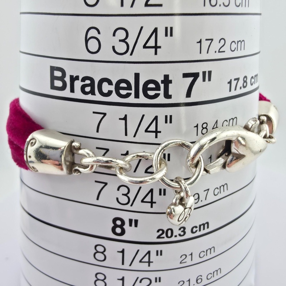 BRIGHTON 'Believe in Miracles' ID Bracelet Velvet Band Etched Silver Plate 7.5" - Picture 13 of 14